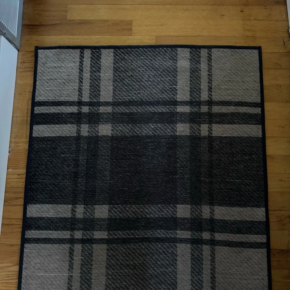 Ruggable Easton Plaid Charcoal & Natural Flatwoven Rug Cover ONLY